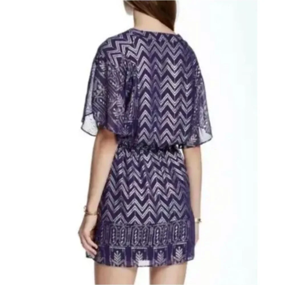 Free People Chevron V-Neck Blouson Mini Dress - Sz. Small - Picture 12 of 13